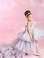 cheap Flower Girl Dresses-A-Line Chapel Train Flower Girl Dress Pageant &amp; Performance Cute Prom Dress POLY with Feathers / Fur Tiered Fit 3-16 Years