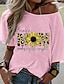 halpa Naisten T-paidat-Naisten T-paita Geometrinen Painettu Yksiolkaiminen Topit Puuvilla Valkoinen Punastuvan vaaleanpunainen Harmaa