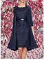 cheap Party Dresses-Women&#039;s Two Piece Dress Knee Length Dress 3/4 Length Sleeve Floral Jacquard Spring &amp; Summer Hot Elegant 2021 Wine Dark Blue Gray M L XL XXL 3XL