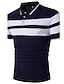 cheap Classic Polo-Men&#039;s Collar Polo Shirt Golf Shirt Tennis Shirt Striped Collar Shirt Collar White Gray Navy Blue Short Sleeve Plus Size Daily Weekend Tops Cotton / Summer / Summer