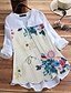 baratos Blusas e Camisas de mulher-Mulheres Camisa Social Floral Tamanhos Grandes Estampado Manga Longa Blusas Elegante Temática Asiática Branco Roxo Bege