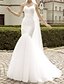 cheap Wedding Dresses-Mermaid / Trumpet Wedding Dresses Sweetheart Neckline Sweep / Brush Train Polyester Strapless Country Plus Size with Ruched Lace Insert 2022