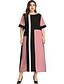 cheap Plus Size Dresses-Women&#039;s A Line Dress Maxi long Dress Blushing Pink Short Sleeve Solid Color Color Block Patchwork Spring &amp; Summer Round Neck Elegant Casual Flare Cuff Sleeve L XL XXL / Plus Size