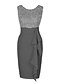 cheap Special Occasion Dresses-Women&#039;s Bodycon Beige Gray Sleeveless Solid Colored Paisley Ruched Lace Round Neck Elegant S M L XL XXL 3XL 4XL 5XL / Plus Size