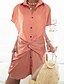 cheap Casual Dresses-Women&#039;s Shift Dress Short Mini Dress Black Red Orange Green Navy Blue Light Blue Short Sleeve Striped Shirt Collar Cotton S M L XL