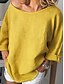 cheap Women&#039;s Blouses &amp; Shirts-Women&#039;s Blouse Shirt Solid Colored Long Sleeve Round Neck Tops Basic Top White Yellow Fuchsia
