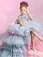 cheap Flower Girl Dresses-A-Line Chapel Train Flower Girl Dress Pageant &amp; Performance Cute Prom Dress POLY with Feathers / Fur Tiered Fit 3-16 Years
