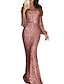 cheap Evening Dresses-Women&#039;s Sheath Dress Long Sleeve Solid Colored Blue Blushing Pink Light Brown Silver S M L XL XXL
