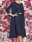 cheap Party Dresses-Women&#039;s Two Piece Dress Knee Length Dress 3/4 Length Sleeve Floral Jacquard Spring &amp; Summer Hot Elegant 2021 Wine Dark Blue Gray M L XL XXL 3XL