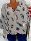 billige Bluser og trøjer til kvinder-Dame Plusstørrelser Bluse Skjorte Mønster Geometrisk Trykt mønster V-hals Toppe Grundlæggende top Hvid Sort Blå