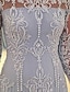 cheap Mother of the Bride Dresses-A-Line Mother of the Bride Dress Elegant Scalloped Neckline Sweep / Brush Train Polyester Long Sleeve with Pleats Appliques 2022