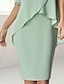 cheap Mother of the Bride Dresses-Sheath / Column Mother of the Bride Dress Elegant Jewel Neck Knee Length Chiffon Half Sleeve with Beading Ruching 2022