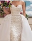 cheap Wedding Dresses-Engagement Formal Fall Wedding Dresses A-Line Sweetheart Strapless Sweep / Brush Train Lace Bridal Gowns With Flower 2023 Summer Wedding Party, Women‘s Clothing