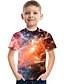 お買い得  トップス-子供 男の子 Tシャツ Ｔシャツ 半袖 カラーブロック 3D プリント ルビーレッド 子供達 トップの 活発的 ストリートファッション こどもの日