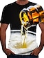 billige 3d-t-skjorte for menn-Herre Skjorte T skjorte Grafisk 3D Øl Rund hals Mørkegrå A B C D Store størrelser Ut på byen Helg Kortermet Klær Grunnleggende