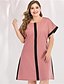 cheap Plus Size Dresses-Women&#039;s A Line Dress Maxi long Dress Blushing Pink Long Sleeve Solid Color Color Block Patchwork Spring &amp; Summer Round Neck Casual Streetwear L XL XXL 3XL / Plus Size