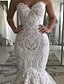 cheap Wedding Dresses-Mermaid / Trumpet Wedding Dresses Sweetheart Neckline Sweep / Brush Train Polyester Strapless Country Plus Size with Embroidery 2021