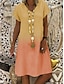 cheap Casual Dresses-Women&#039;s Shift Dress Knee Length Dress Purple Red Yellow Khaki Short Sleeve Color Gradient Summer V Neck Hot Casual 2021 S M L XL XXL 3XL 4XL 5XL