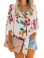 cheap Women&#039;s Blouses &amp; Shirts-Women&#039;s Shirt Floral Pattern Knotted Print Long Sleeve Daily Tops White Yellow Orange