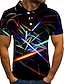 cheap Men&#039;s Polos-Men&#039;s Golf Shirt Tennis Shirt Graphic 3D Collar Shirt Collar Plus Size Daily Going out Short Sleeve Tops Streetwear Exaggerated Rainbow