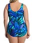 cheap Women&#039;s Plus Size Swimwear-Women&#039;s One Piece Swimsuit Floral Blue Plus Size Swimwear Bathing Suits