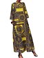 cheap Print Dresses-Women&#039;s Loose Maxi long Dress 3/4 Length Sleeve Print Green Brown S M L XL XXL 3XL 4XL 5XL