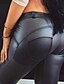 cheap Women&#039;s Pants-Women&#039;s Plus Size Sports PU Slim Pants - Solid Colored Pure Color Winter Black S / M / L