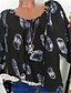 billige Bluser og trøjer til kvinder-Dame Plusstørrelser Bluse Skjorte Mønster Geometrisk Trykt mønster V-hals Toppe Grundlæggende top Hvid Sort Blå