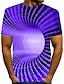 お買い得  幾何学-男性用 Tシャツ グラフィック 3D印刷 3D ラウンドネック イエロー ピンク レッド ブルー パープル 3Dプリント プラスサイズ 日常 半袖 衣類 ベーシック