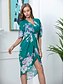cheap Print Dresses-Women&#039;s Shift Dress Midi Dress Short Sleeve Print Floral Ruffle Summer Elegant Mumu Flare Cuff Sleeve Flare Sleeve Green S M L