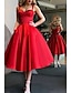 cheap Prom Dresses-Ball Gown Cocktail Black Dress Vintage Dress Party Wear Prom Tea Length Sleeveless Spaghetti Strap Wednesday Addams Family Satin with Pleats 2024