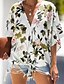 cheap Women&#039;s Blouses &amp; Shirts-Women&#039;s Shirt Floral Pattern Knotted Print Long Sleeve Daily Tops White Yellow Orange