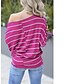 cheap Women&#039;s T-shirts-Women&#039;s T shirt Striped Long Sleeve Daily Tops Blue Fuchsia Gray