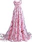 cheap Prom Dresses-Ball Gown Floral Engagement Formal Evening Dress Sweetheart Neckline Sleeveless Court Train Polyester with Appliques 2021