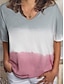 cheap Women&#039;s T-shirts-Women&#039;s T shirt Tee Pink Wine Blue Color Block Tie Dye Short Sleeve Daily V Neck Regular Fit