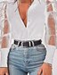 cheap Women&#039;s Blouses &amp; Shirts-Women&#039;s Blouse Shirt Solid Colored Long Sleeve V Neck Tops Basic Top White Black Purple
