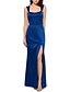 cheap Prom Dresses-Sheath / Column Prom Dresses Sexy Dress Party Wear Floor Length Sleeveless Scoop Neck Satin with Sleek Slit 2022 / Formal Evening