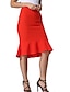 cheap Midi Skirts-Women&#039;s Bodycon Work Skirts Knee-length Polyester Black Red Royal Blue Skirts Summer Basic Daily Wear S M L