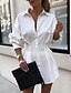 cheap Shirt Dresses-Women&#039;s Shift Dress White Dress Black Fuchsia White Long Sleeve Summer V Neck Hot Winter Dress Fall Dress S M L XL