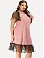 cheap Plus Size Dresses-Women&#039;s Shift Dress Knee Length Dress Blushing Pink Short Sleeve Solid Color Mesh Patchwork Summer Square Neck Elegant Streetwear 2021 L XL XXL 3XL 4XL / Plus Size