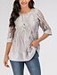 Χαμηλού Κόστους Μπλουζάκια Μεγάλου Μεγέθους-Women&#039;s Blouse Geometric Half Sleeve Causal Tops Lace Gray