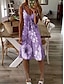 cheap Print Dresses-Women&#039;s Sundress Midi Dress Yellow Wine Purple Sleeveless Floral Print Summer Spring V Neck Hot 2023 S M L XL XXL 3XL