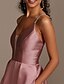 cheap Prom Dresses-A-Line Prom Dresses Elegant Dress Wedding Guest Party Wear Floor Length Sleeveless V Neck Satin with Sleek Crystals 2024