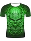 cheap Skull &amp; Bone-Men&#039;s Shirt T shirt Tee Graphic Skull 3D Round Neck Black Light Green Red Royal Blue Blue Plus Size Daily Holiday Short Sleeve Print Clothing Apparel Streetwear Exaggerated