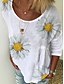 cheap Women&#039;s T-shirts-Women&#039;s T shirt Floral Solid Colored Print Half Sleeve Daily Tops Basic Streetwear White Blue Yellow