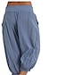 billige Bukser til kvinner-Dame kinesisk Normal Polyester Ensfarget Svart Hvit Grunnleggende Medium Midje Sommer Vår