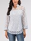 cheap Plus Size Tops-Women&#039;s Blouse Solid Colored Geometry Lace Long Sleeve Causal Tops Gray