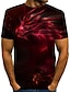 baratos Geométrico-camisa gráfica masculina dragão roxo casual 3d para festival | Camiseta de algodão de verão com ilusão de ótica, gola redonda, estampa plus size, manga curta diária