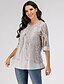Недорогие Плечевые изделия больших размеров-Women&#039;s Blouse Geometric Half Sleeve Causal Tops Lace Gray