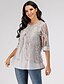 cheap Plus Size Tops-Women&#039;s Blouse Geometric Half Sleeve Causal Tops Lace Gray